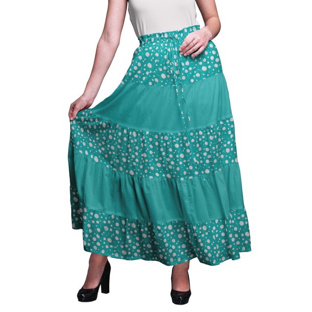 Bimba Jupes Maxi Imprimées Femmes Style Bohème Gitane Longue Jupe en Coton