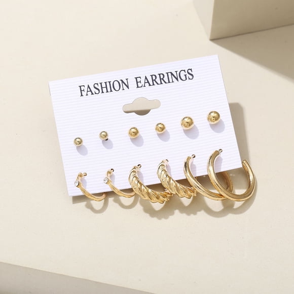 TIMIFIS Boucles d'Oreilles Ensemble de Boucles d'Oreilles en Alliage de Base Ensemble de 6 Pcs Boucles d'Oreilles Créatives Rétro en Forme de Carte Ensemble de Boucles d'Oreilles Été