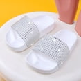 thumbnail image 3 of Xfvqtps Kids Girls Slide Sandals with Rhinestones Soft Sole Non-Slip Home Shower Waterproof PVC Sandals Comfortable Bathroom House Shoes, 3 of 7
