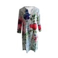 thumbnail image 4 of Robes Grande Taille pour Femmes Mode Décontractée Imprimé Floral Ample Grande Taille Col en V Mi-Longue Robe en Liquidation, 4 of 6