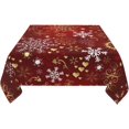thumbnail image 3 of Nappe de Noël 60x60 Pouces Carrée Forme Cœur d'Amour Doré Flocons de Neige Rouges Nappe en Tissu Ferme Hiver Vacances Décorative pour Pique-Nique Fête Maison Intérieur Extérieur, 3 of 5