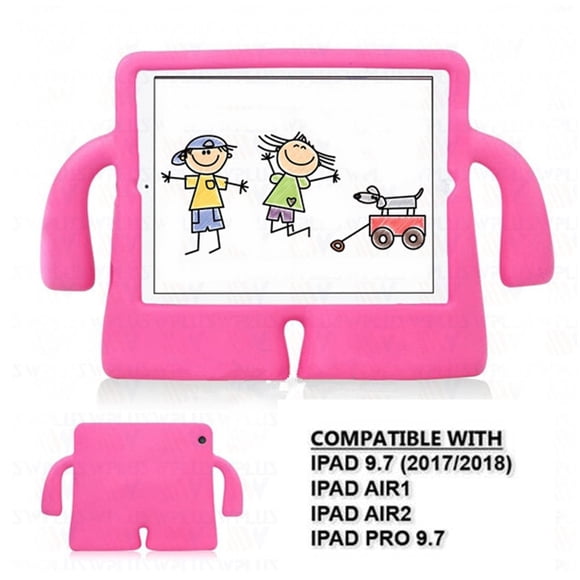 [PST] iPad Air 1 2 9.7" 2017 2018, iPad Pro 9.7" Kid Case, 3D Silicone Shockproof Children Kids Protective Stand Case Cover
