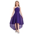 thumbnail image 1 of Oyolan Robe de Demoiselle d'Honneur Junior pour Fille, Perles, une Épaule, Ligne A, Mariage, Concours, Fête, Robe de Bal, Violet, 8, 1 of 7