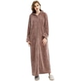 thumbnail image 1 of Womens Robe Long Zipper Front Hooded Full Length Housecoat Sleepwear for Ladies, 1 of 4