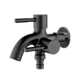 thumbnail image 2 of Stainless Steel Double Outlet Faucet | 1 In 2 Out Control Tap with Two Separate Switches | Rust Resistant Heavy Duty for Garden, Balcony, Bathroom, Laundry – 304 Metal Black Silver | Easy DIY, 2 of 6