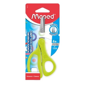 Maped Essentials Kids Scissors, 5 Inch Blades, Blunt, Ambidextrous Handle, Neon Green