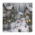 thumbnail image 1 of Led Canvas Wall Art With Timer (Snowman With Houses), 1 of 3