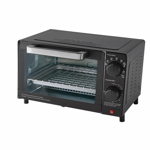 Mainstays Four Grille-Pain 4 Tranches de Comptoir avec 3 Réglages, inclut Grille et Plateau de Cuisson, Noir, Neuf