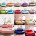 thumbnail image 3 of GROWTH TANK Solid Color Cotton Round Bed Fitted Sheet Bed Cover Grapefruit Pink, 3 of 9