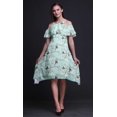 thumbnail image 3 of Bimba Blue Bird Print Cold Shoulder Women Swing Tunic Flutter Sleeve Midi Dress - X-Large, 3 of 6