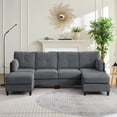 thumbnail image 1 of Mjkone 4-seater U Shaped Sectional Sofa, Corduroy Sectional Couch with Chaise, Modern Modular Couches and Sofas for Living Room-Dark Grey, 1 of 6