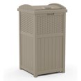 thumbnail image 2 of Suncast Wicker Plastic Hideaway Trash Can w/Lid, Dark Taupe (3 Pack), 2 of 6