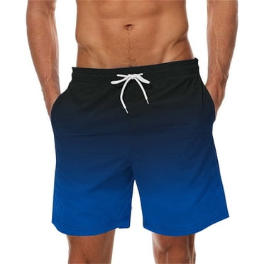 LOVZFMLL Maillots de Bain pour Hommes Séchage Rapide Shorts de Bain pour la Plage et la Natation Maillots de Bain à Dégradé avec Poches Bleu Foncé 3TG