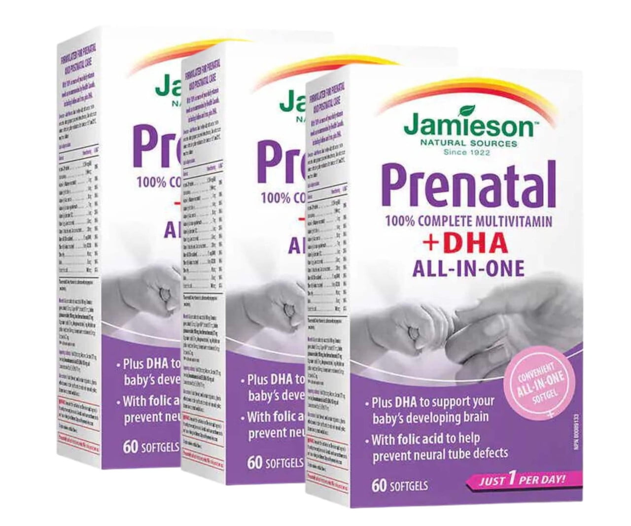 Jamieson Prenatal Complete Multivitamin with DHA - 3 x 60 Softgels | Pregnancy and Wellness Support