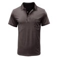 thumbnail image 1 of Dvkptbk Homme Manches Courtes Uni Décontracté Mode Col Rabattu Chandail Boutons T-Shirt Blouse, 1 of 3