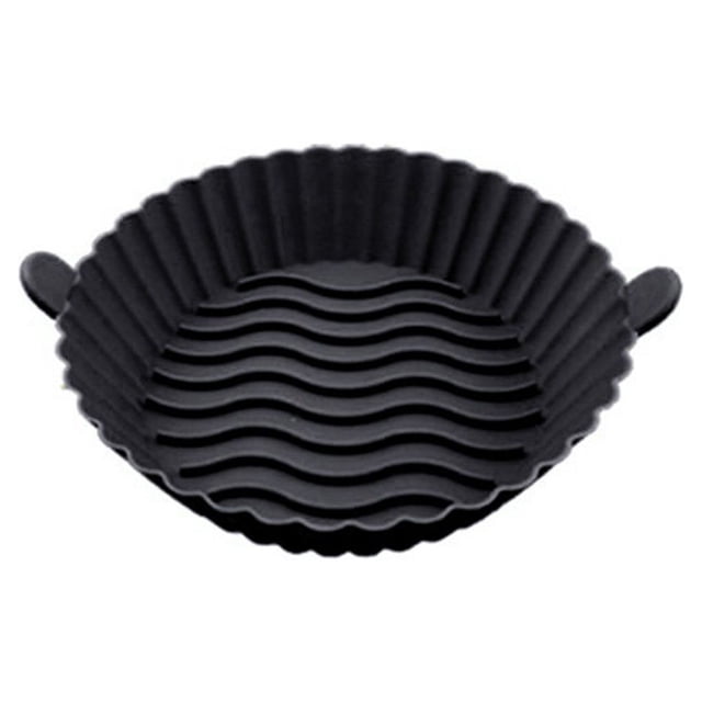 Pot de Friteuse à Air Chaud en Silicone, Doublure de Cuisine, Micro-Ondes Réutilisable, Antiadhésif, Résistant à la Chaleur, Panier de Cuisson pour Légumes, Grille, Doublure de Friture de Remplacement, Noir