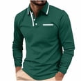 thumbnail image 2 of QIPOPIQ Polo pour Homme à Manches Longues Mode Col à Rayures Diagonales T-Shirt Classique Décontracté Liquidation, 2 of 10