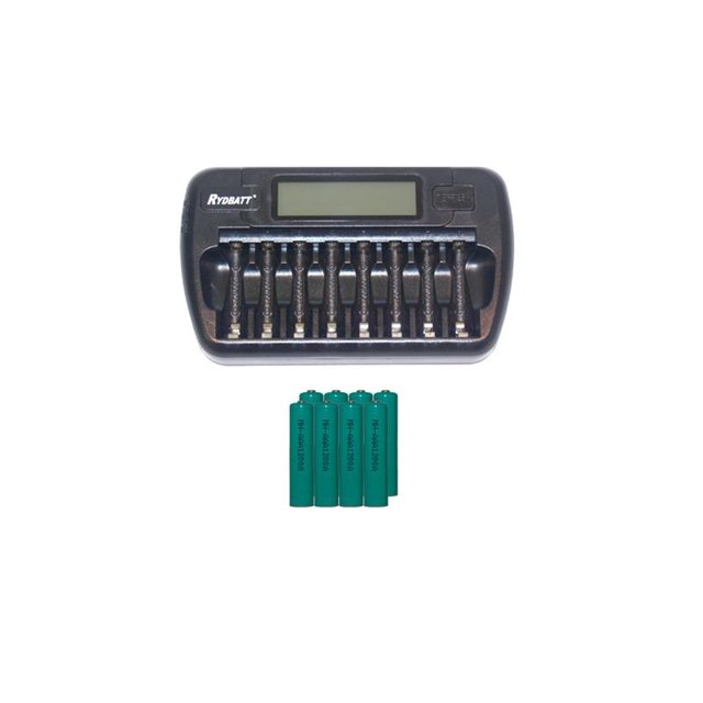Chargeur de Pile LCD AA / AAA à 8 Baies + 8 Piles AAA 1200 mAh NiMH