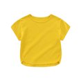 thumbnail image 2 of Cethrio T-Shirts à Manches Courtes pour Filles, Col Rond en Coton, Jaune, Taille 2-3, 2 of 7