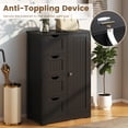 thumbnail image 2 of Gymax Armoire de Salle de Bain Armoire de Rangement Autoportante avec 4 Tiroirs 1 Armoire Fermée Noir, 2 of 6