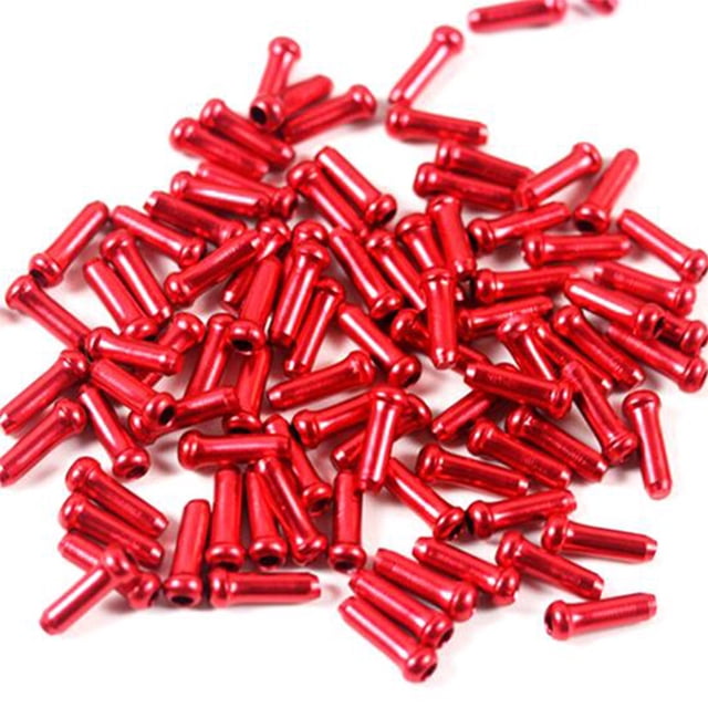 maskred Pack of 50 Brake Wires Aluminum Alloy Tail Caps Replacement Derailleur Shifter Cable Protector Ends Cycling Accessory Red 1Set