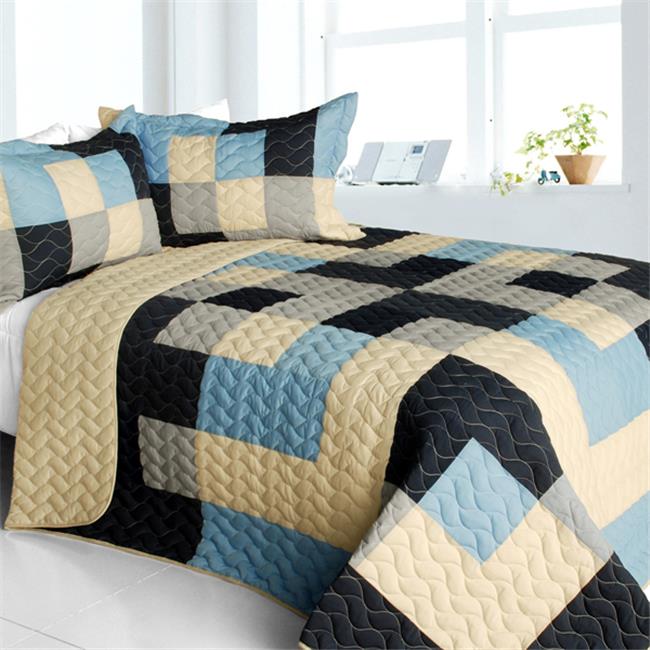 Russian Coffee - Ensemble de Courtepointe Patchwork Matelassé 3 Pcs Taille Full & Queen - Multicolore