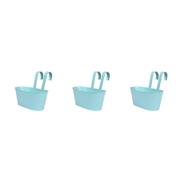 Transemion Iron Colorful And Practical Balcony Planters Railing Hanging For Stylish Garden Different Rainbow Light blue 3Set