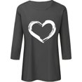 thumbnail image 4 of Plebaso Hauts Cœur pour Femmes Manches 3/4 Col Ras du Cou T-Shirts Graphiques Mignons Imprimés Blouses Décontractées pour Femmes, 4 of 6
