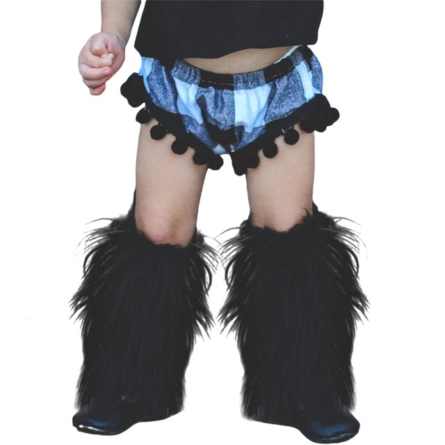 Faithtur Girl's Faux Fur Leg Warmers Solid Color Soft Cozy Fuzzy Boot Cuff Cover Party Costumes