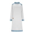 thumbnail image 4 of Mceream Robes Longues pour Femmes Formelles Grande Taille à Blocs de Couleur Robe Patchwork en Denim Printemps Ample Décontractée à Col Midi Robes Chandail Blanc P, 4 of 8