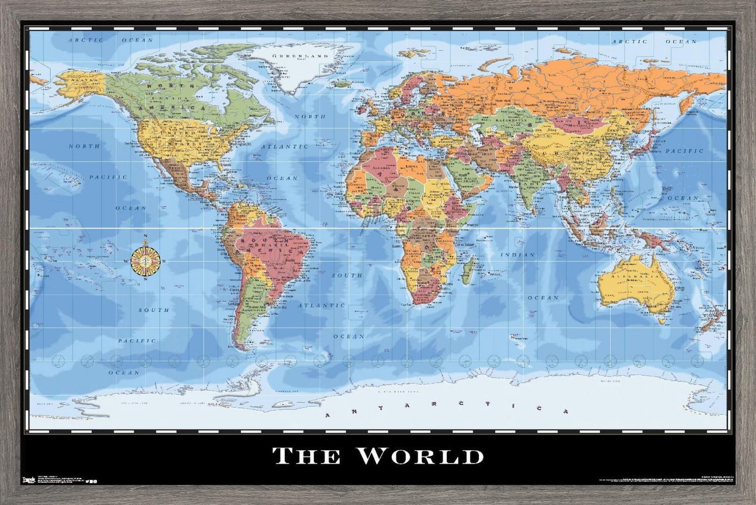Map - World Wall Poster, 22.375" x 34"