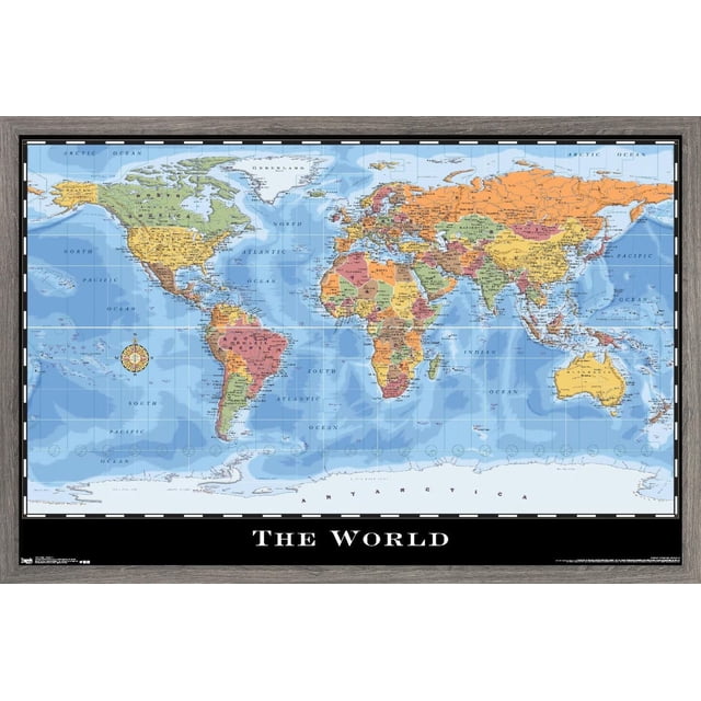 Map - World Wall Poster, 22.375" x 34"
