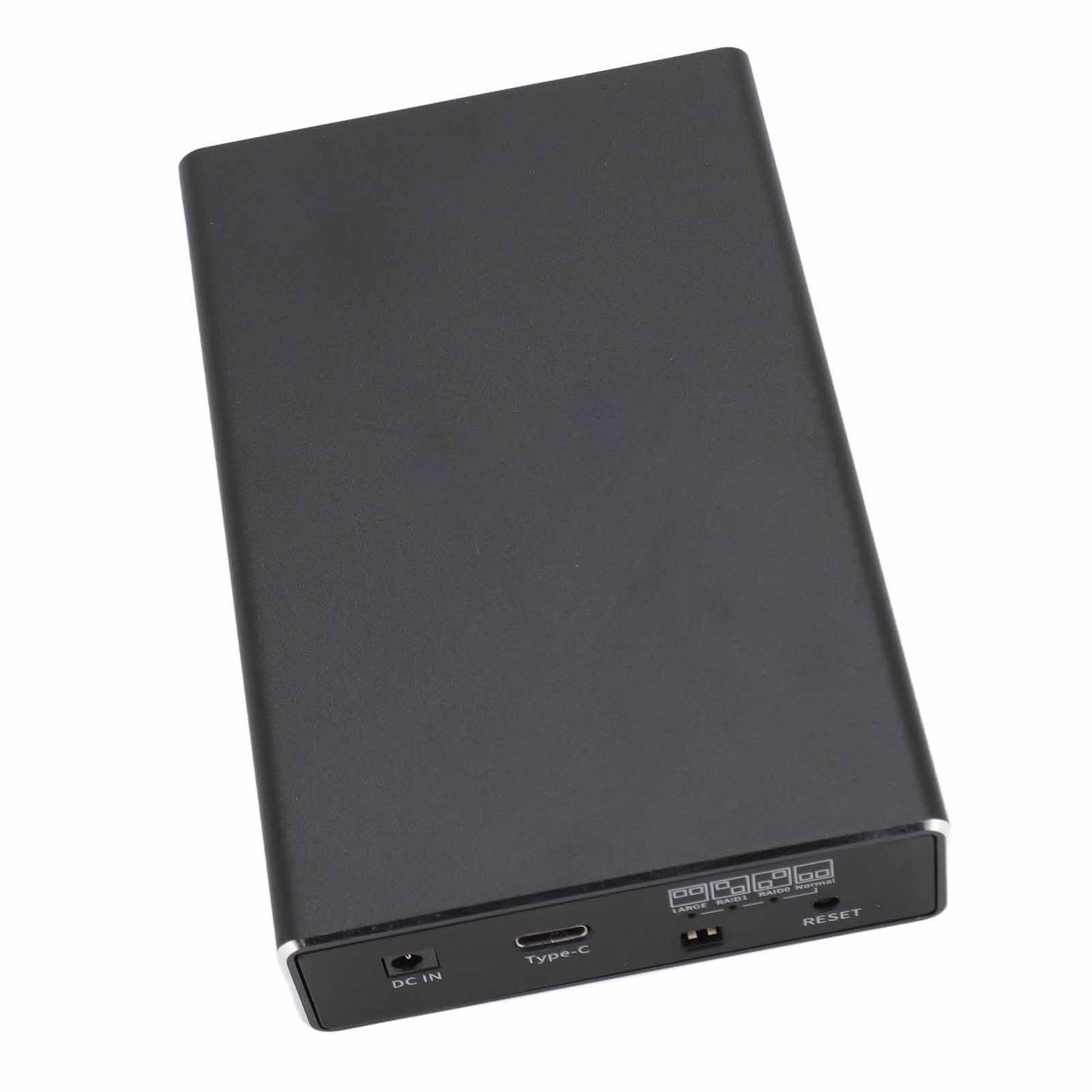 HDD Enclosure, Support UASP 4 RAID Modes USB C Dual Bay External Hard Drive Enclosure 12TB Capacity  for 2.5 Inch  I/II/III HDD SSD