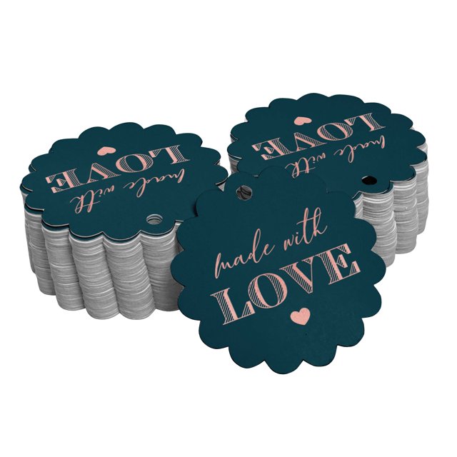 Inkdotpot 50 Pack Made With Love Text Favor Paper Tags Craft Real Rose Gold Foil Hang Tags