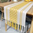 thumbnail image 5 of Namzi Nappe en Coton et Lin avec Pompons Fait Main, Serviette de Lit, Couverture de table à Thé, Drapeau de table (Rouge, 250 * 35cm), 5 of 5
