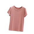 thumbnail image 2 of Weiqiqre T-Shirt à Col Rond pour Femme à Manches Courtes Ajusté T-Shirt Mince Uni Haut de Pyjama Pyjama à Manches Courtes, 2 of 8