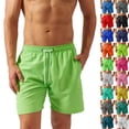 thumbnail image 1 of Yuyuzo Shorts for Men Drawstring Elastic Waisted Casual Summer Beach Shorts Solid Color, 1 of 7
