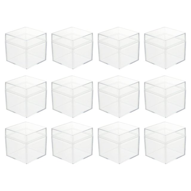 CHUANK 12 Pcs Boîtes Carrées Transparentes avec Couvercles 5x5x5cm