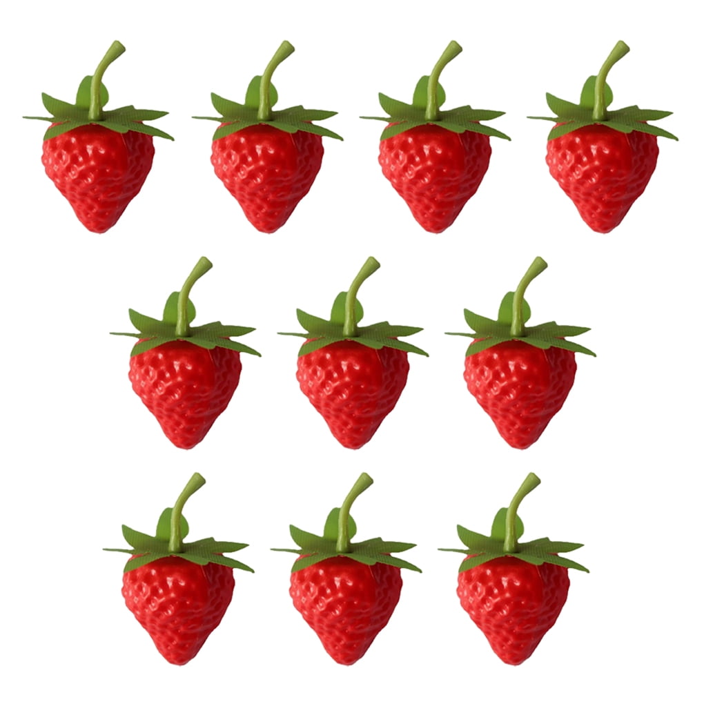 10 Pieces Artificial Strawberry Fake Fruit Party Decoration Simulation Food Ornament Cute Showcase Home Kitchen Office