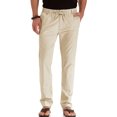 thumbnail image 1 of MAWCLOS Mens Trousers Elastic Waist Pants Drawstring Bottoms Fitted Summer Solid Color Loungewear Light Khaki XL, 1 of 4