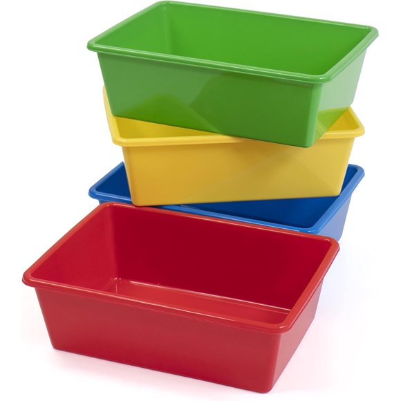 Toy Storage Bins for Kids Set of Grey Small Sturdy Colorful Plastic Storage Bins for Classroom Playroom Nursery and More Premium Toddlers Toy Organizer Bins