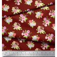 thumbnail image 3 of Soimoi Red Cotton Voile Fabric Leaves & Grandiflora Roses Floral Printed Craft Fabric by the Yard 42 Inch Wide, 3 of 5