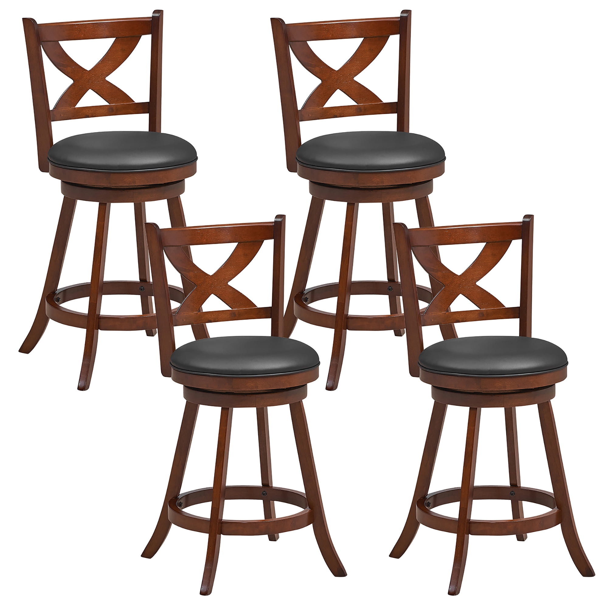Gymax Swivel Bar Stools Set of 4  24 Inch Counter Height Bar Chairs w/ High Backrest