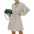 thumbnail image 1 of Robe Courte à Manches Longues pour Femme, Boutonnée, à Imprimé Floral, Robes d'Automne, 1 of 7