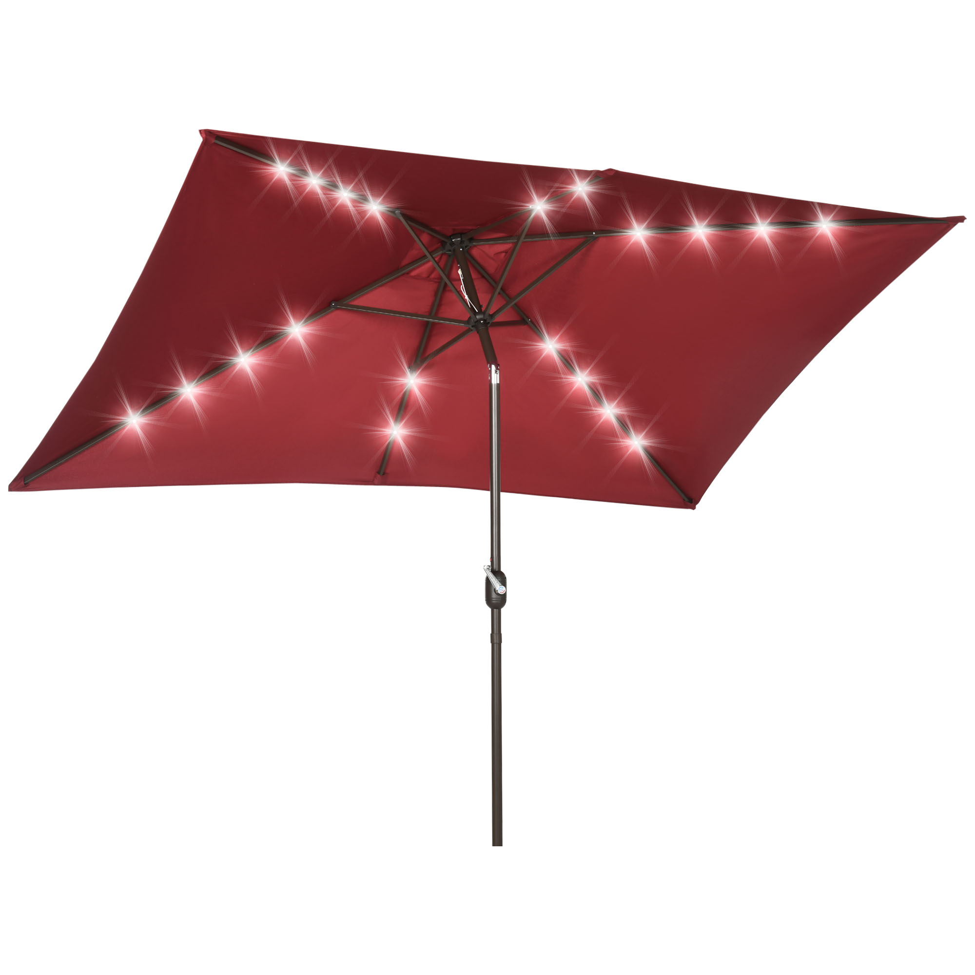 Outsunny Parasol de Patio 6,5 X 10 Pi avec DEL, Manivelle (Rouge Vin)