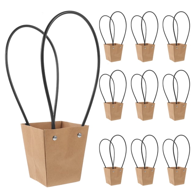 10 Pcs Sacs à Bouquet en Papier Kraft Multifonctionnels pour Courses