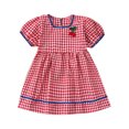 thumbnail image 1 of Tranfacy Robes Décontractées pour Filles, Robe à Manches Courtes pour Filles, Robe d'Été Fine à Manches Courtes pour Filles à Col Rond Imprimée à Carreaux, Mignonne Robe Décontractée Mi-Longue avec Fermeture Éclair au Dos, 1 of 4