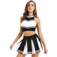 thumbnail image 2 of Vxuxlje Tenue d'Uniforme de Pom-Pom Girl pour Femmes Adultes, Haut Court Sans Manches, Mini Jupe Plissée, Noir G, 2 of 7