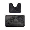 thumbnail image 1 of yulier Leaf Bathroom Rug Set 2 Piece, Soft Absorbent Bath Rug and U-Shaped Contour Toilet Rug, Non-Slip Bath Carpet, Washable Toilet Bath Mat, Dark Gray, 1 of 8