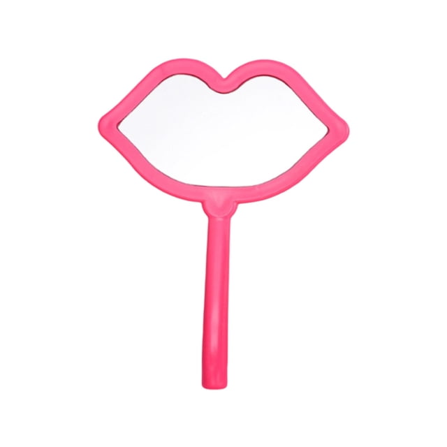 Hot Pink Hot Pink Lip Shape Handheld Makeup Mirror Portable For Purse Travel Cosmetic Touch Up 6.29X4.72 Inches